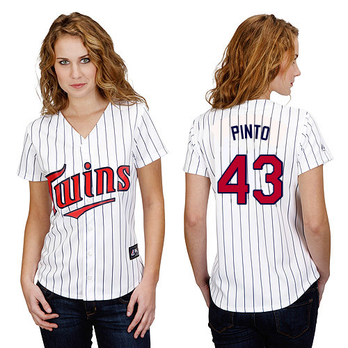 Josmil Pinto #43 mlb Jersey-Minnesota Twins Women's Authentic Home White Baseball Jersey